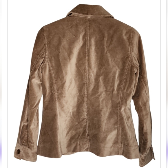 Sigrid Olsen Velvet Lined Jacket Blazer Button Up Size Small Taupe Boho Neutral - Picture 4 of 7